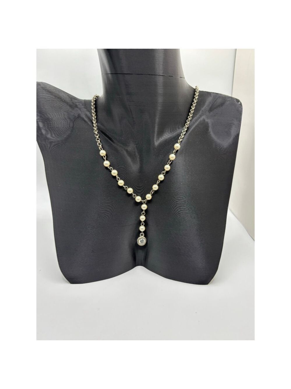 Silver Pearl Y-Style Necklace